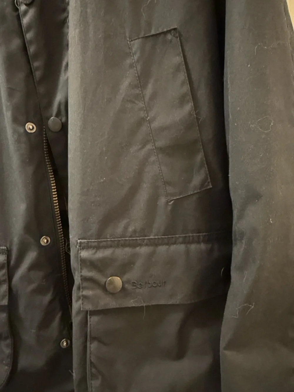 Barbour Navy Waxed Cotton Field Jacket with Cord Collar - Picture 6 of 10